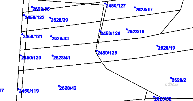 Parcela st. 2450/125 v KÚ Komín, Katastrální mapa