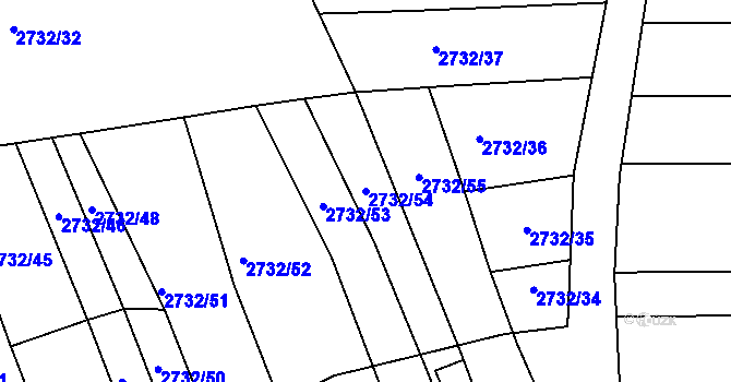 Parcela st. 2732/54 v KÚ Komín, Katastrální mapa