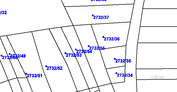 Parcela st. 2732/55 v KÚ Komín, Katastrální mapa