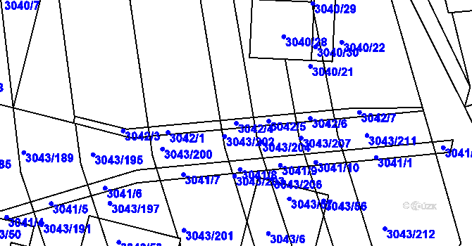 Parcela st. 3042/4 v KÚ Komín, Katastrální mapa