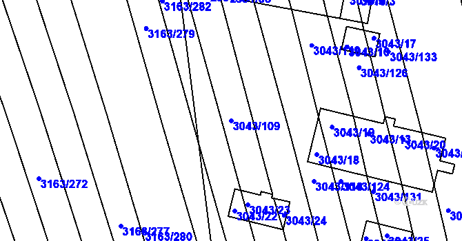 Parcela st. 3043/109 v KÚ Komín, Katastrální mapa