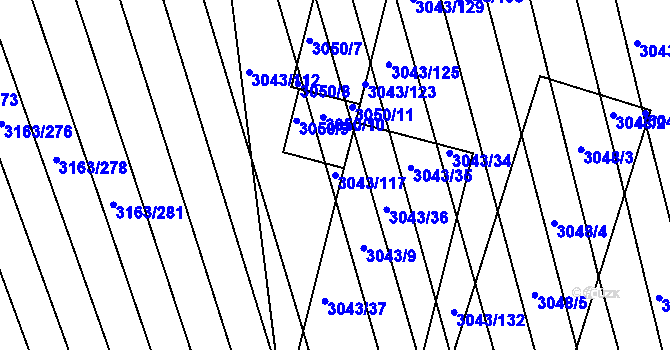 Parcela st. 3043/117 v KÚ Komín, Katastrální mapa