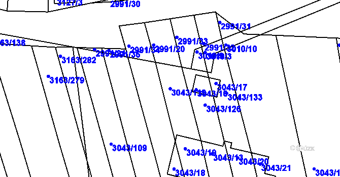 Parcela st. 3043/119 v KÚ Komín, Katastrální mapa