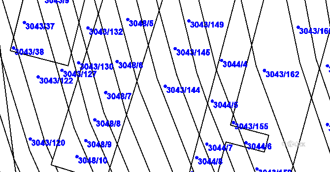 Parcela st. 3043/144 v KÚ Komín, Katastrální mapa