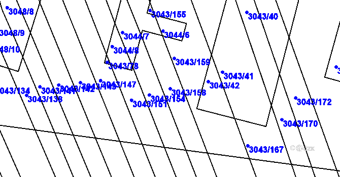Parcela st. 3043/158 v KÚ Komín, Katastrální mapa