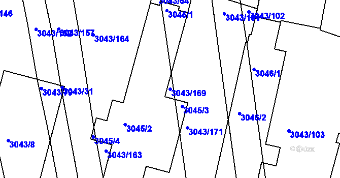 Parcela st. 3043/169 v KÚ Komín, Katastrální mapa