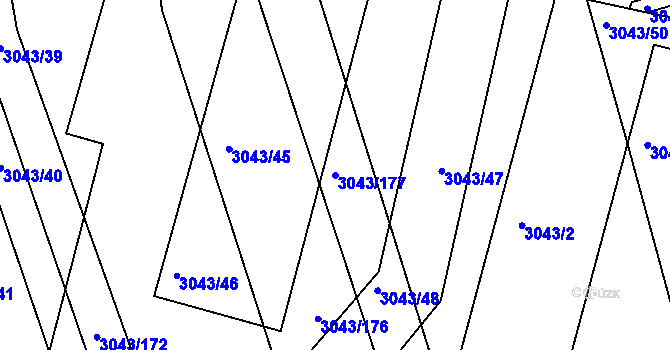 Parcela st. 3043/177 v KÚ Komín, Katastrální mapa