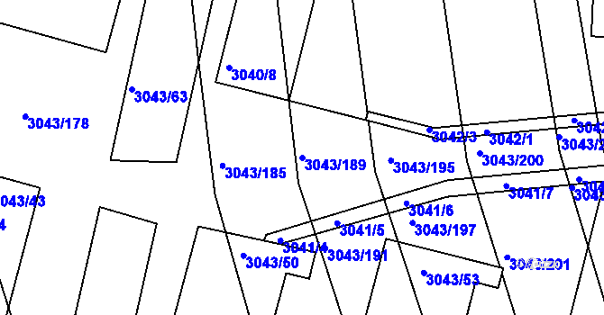 Parcela st. 3043/189 v KÚ Komín, Katastrální mapa