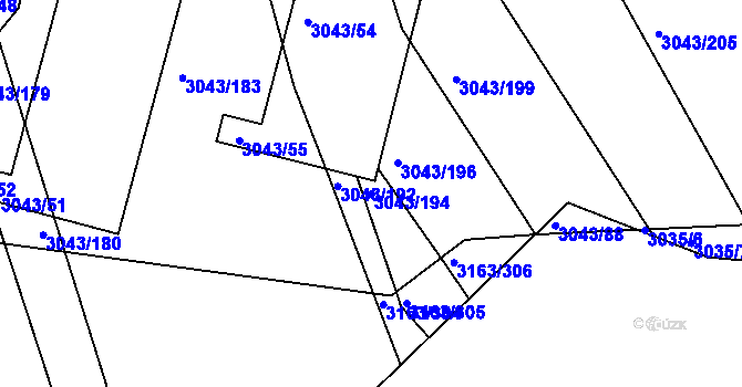 Parcela st. 3043/194 v KÚ Komín, Katastrální mapa
