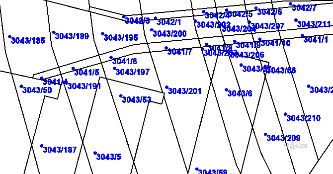 Parcela st. 3043/201 v KÚ Komín, Katastrální mapa