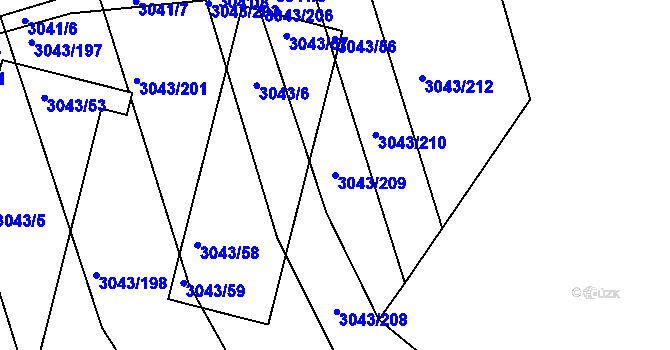 Parcela st. 3043/209 v KÚ Komín, Katastrální mapa