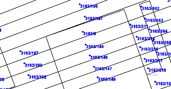Parcela st. 3163/144 v KÚ Komín, Katastrální mapa