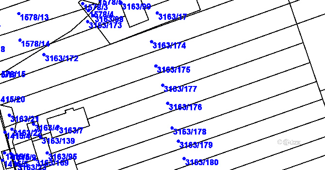 Parcela st. 3163/177 v KÚ Komín, Katastrální mapa