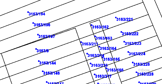 Parcela st. 3163/211 v KÚ Komín, Katastrální mapa