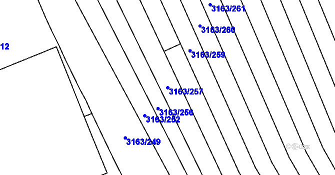 Parcela st. 3163/257 v KÚ Komín, Katastrální mapa