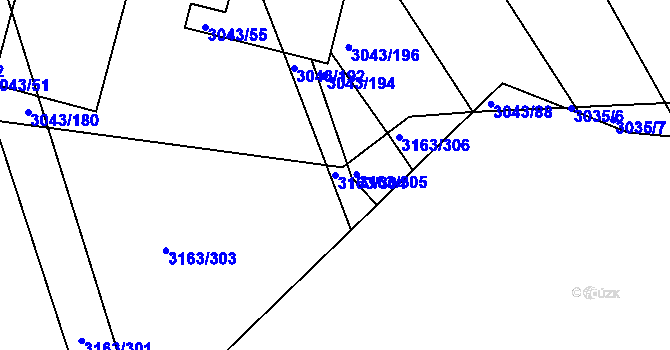 Parcela st. 3163/304 v KÚ Komín, Katastrální mapa