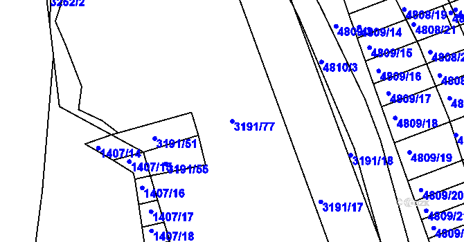 Parcela st. 3191/77 v KÚ Komín, Katastrální mapa