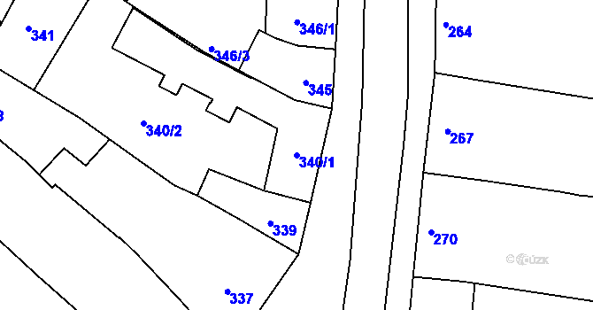 Parcela st. 340/1 v KÚ Komín, Katastrální mapa