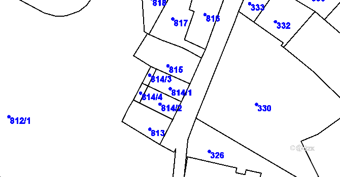 Parcela st. 814/1 v KÚ Komín, Katastrální mapa
