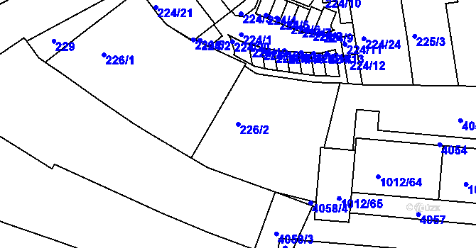 Parcela st. 226/2 v KÚ Komín, Katastrální mapa