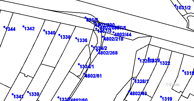 Parcela st. 4802/268 v KÚ Komín, Katastrální mapa