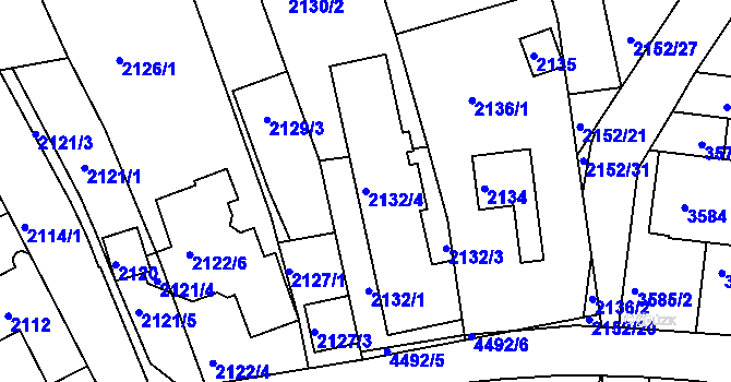 Parcela st. 2132/4 v KÚ Komín, Katastrální mapa