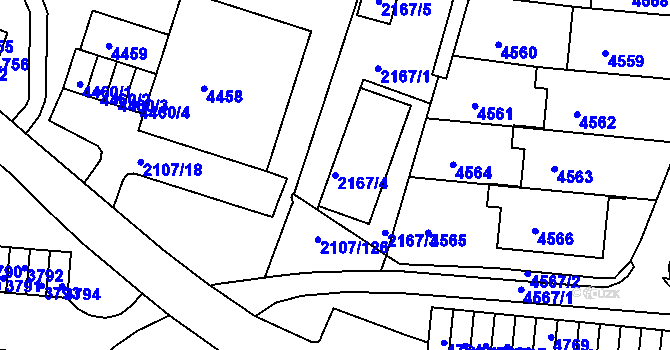 Parcela st. 2167/4 v KÚ Komín, Katastrální mapa