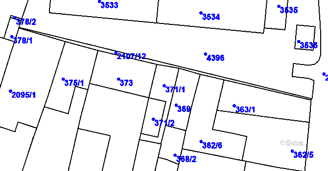 Parcela st. 371/1 v KÚ Komín, Katastrální mapa