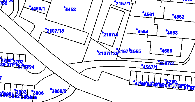 Parcela st. 2107/126 v KÚ Komín, Katastrální mapa