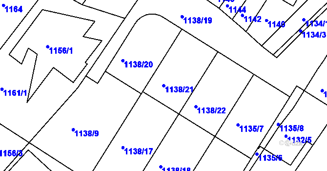 Parcela st. 1138/21 v KÚ Komín, Katastrální mapa