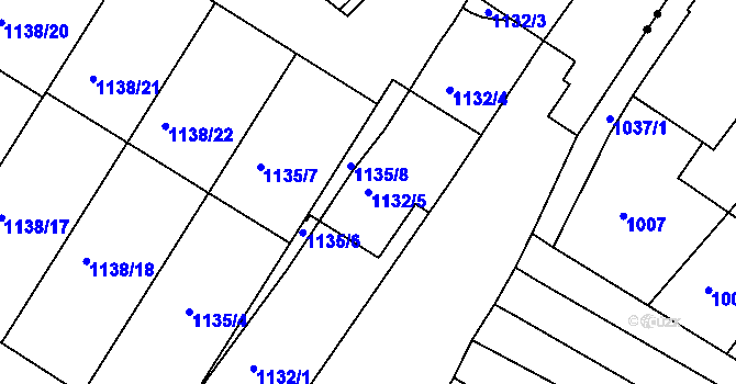 Parcela st. 1132/5 v KÚ Komín, Katastrální mapa