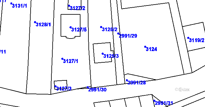 Parcela st. 3125/3 v KÚ Komín, Katastrální mapa