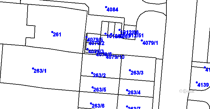 Parcela st. 4079/10 v KÚ Komín, Katastrální mapa