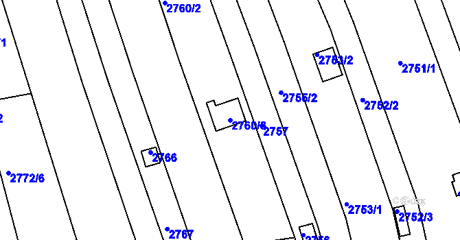 Parcela st. 2760/3 v KÚ Komín, Katastrální mapa
