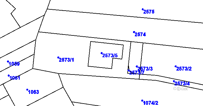 Parcela st. 2573/5 v KÚ Komín, Katastrální mapa