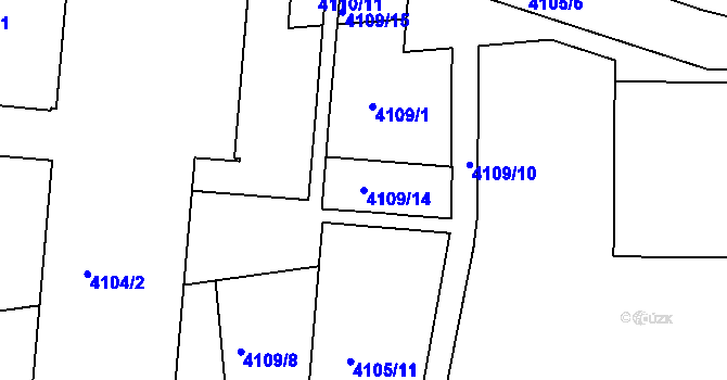 Parcela st. 4109/14 v KÚ Komín, Katastrální mapa