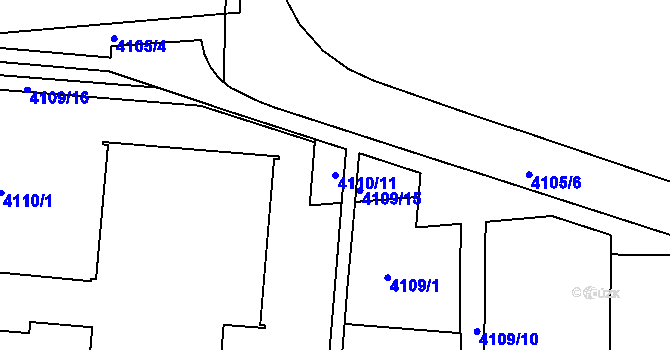 Parcela st. 4110/11 v KÚ Komín, Katastrální mapa