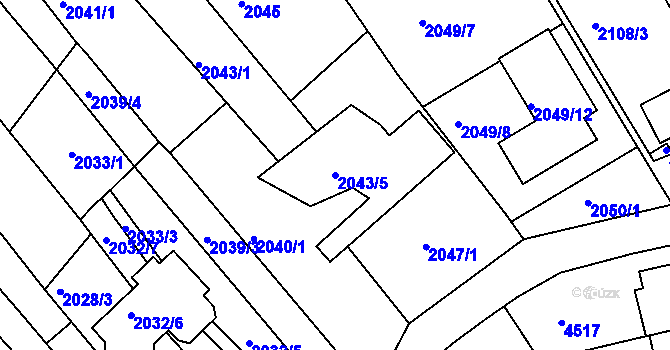 Parcela st. 2043/5 v KÚ Komín, Katastrální mapa