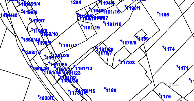 Parcela st. 1178/7 v KÚ Komín, Katastrální mapa