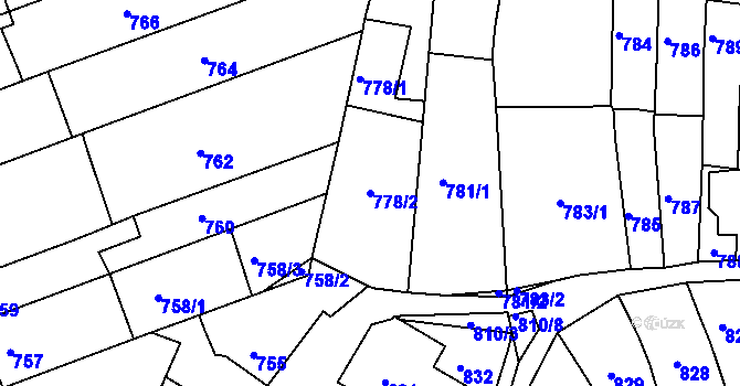 Parcela st. 778/2 v KÚ Komín, Katastrální mapa