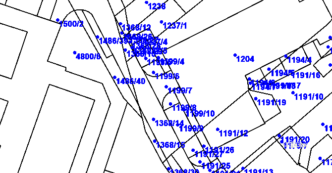 Parcela st. 1199/7 v KÚ Komín, Katastrální mapa
