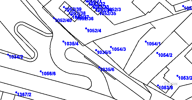 Parcela st. 1035/5 v KÚ Komín, Katastrální mapa