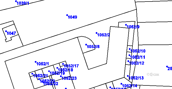 Parcela st. 1052/8 v KÚ Komín, Katastrální mapa