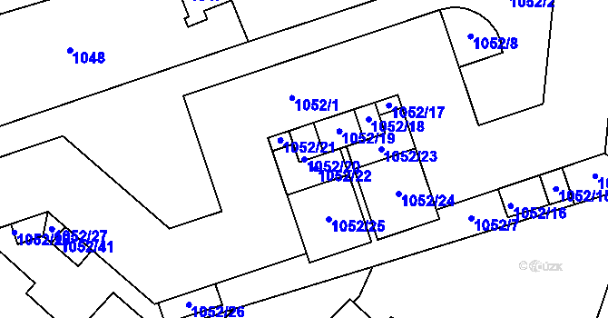 Parcela st. 1052/20 v KÚ Komín, Katastrální mapa