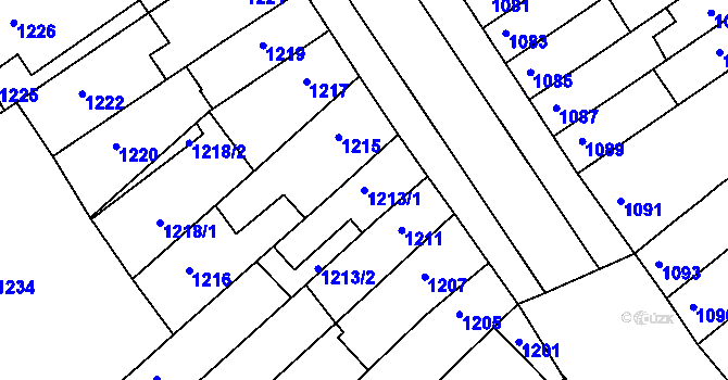 Parcela st. 1213/1 v KÚ Komín, Katastrální mapa