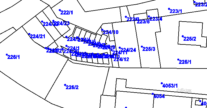 Parcela st. 224/13 v KÚ Komín, Katastrální mapa