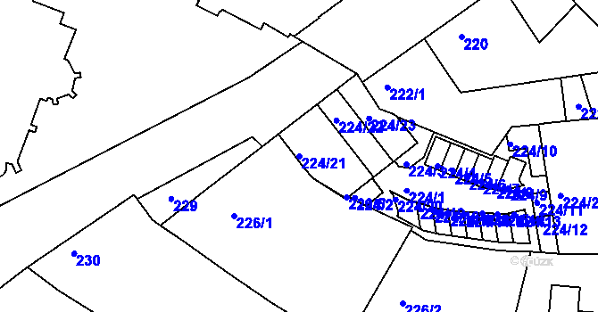 Parcela st. 224/21 v KÚ Komín, Katastrální mapa