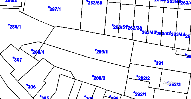Parcela st. 289/1 v KÚ Komín, Katastrální mapa