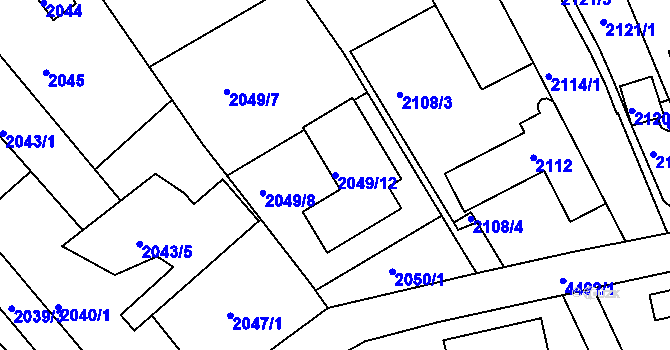 Parcela st. 2049/12 v KÚ Komín, Katastrální mapa