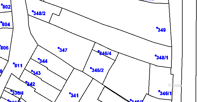 Parcela st. 346/4 v KÚ Komín, Katastrální mapa